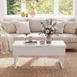Costway Lift Top Coffee Table 3-in-1 Convertible Coffee Table Cocktail Table in White - thumbnail 7