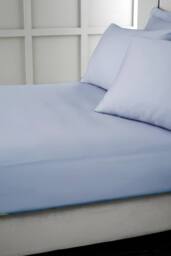 Bianca 400 Thread Count Cotton Sateen 36cm Depth Sheet in Blue - Size: Super King Fitted - thumbnail 1