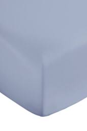 Bianca 400 Thread Count Cotton Sateen 36cm Depth Sheet in Blue - Size: Super King Fitted - thumbnail 4