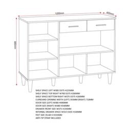 Seconique Tessa 3 Door 2 Drawer Sideboard in Natural - thumbnail 9