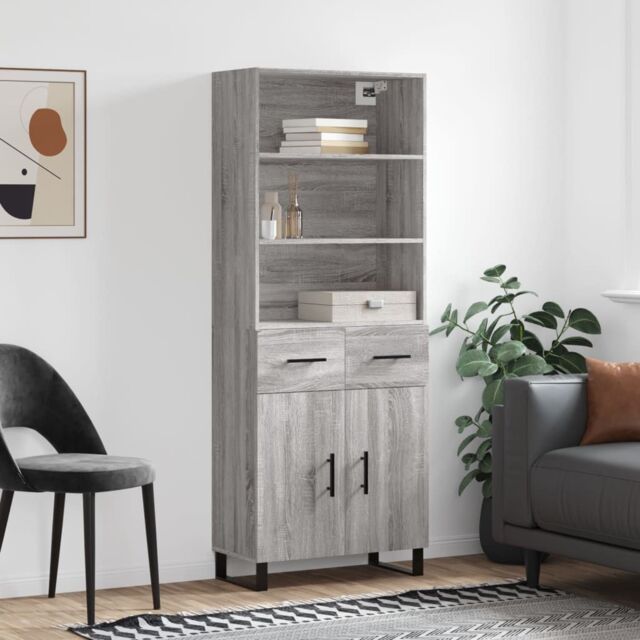 Berkfield Home Highboard Grey Sonoma 69.5x34x180 cm Engineered Wood - image 1