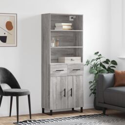 Berkfield Home Highboard Grey Sonoma 69.5x34x180 cm Engineered Wood - thumbnail 1