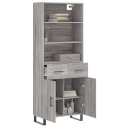 Berkfield Home Highboard Grey Sonoma 69.5x34x180 cm Engineered Wood - thumbnail 3