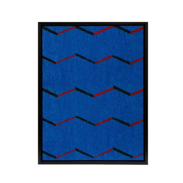 "Artery8 Red Blue Zig Zag Textile Pattern Framed Canvas Wall Art Print Korin - Size: W12"" x H16""" - image 1