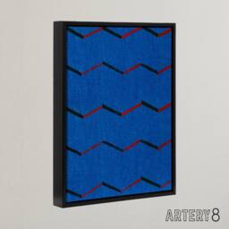 "Artery8 Red Blue Zig Zag Textile Pattern Framed Canvas Wall Art Print Korin - Size: W12"" x H16""" - thumbnail 2