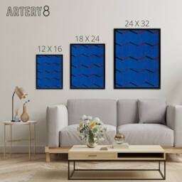 "Artery8 Red Blue Zig Zag Textile Pattern Framed Canvas Wall Art Print Korin - Size: W12"" x H16""" - thumbnail 4