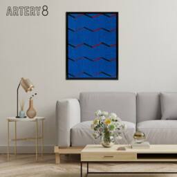 "Artery8 Red Blue Zig Zag Textile Pattern Framed Canvas Wall Art Print Korin - Size: W12"" x H16""" - thumbnail 3