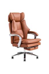 Living and Home Ergonomic Office Chair with Recline, Footrest & Adjustable Headrest in Brown - thumbnail 4