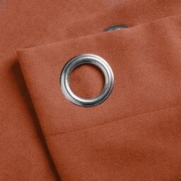 Luxury Living Velvet Chenille Eyelet Curtains Ready Made Pair in Orange - Size: 142 cm width x 137 cm drop - thumbnail 6