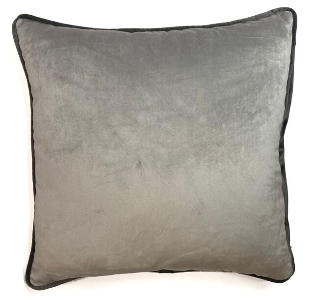 Rapport Home Piped Velvet Polyester Cushion Cover in Charcoal - Size: 43 cm x 43 cm - image 1