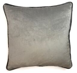 Rapport Home Piped Velvet Polyester Cushion Cover in Charcoal - Size: 43 cm x 43 cm