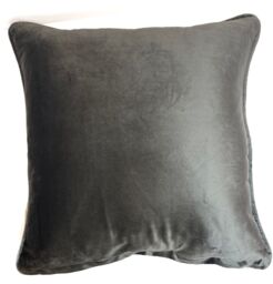 Rapport Home Piped Velvet Polyester Cushion Cover in Charcoal - Size: 43 cm x 43 cm - thumbnail 2