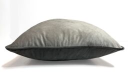 Rapport Home Piped Velvet Polyester Cushion Cover in Charcoal - Size: 43 cm x 43 cm - thumbnail 3