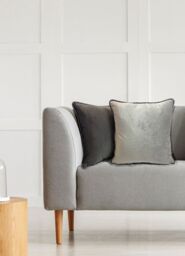 Rapport Home Piped Velvet Polyester Cushion Cover in Charcoal - Size: 43 cm x 43 cm - thumbnail 4