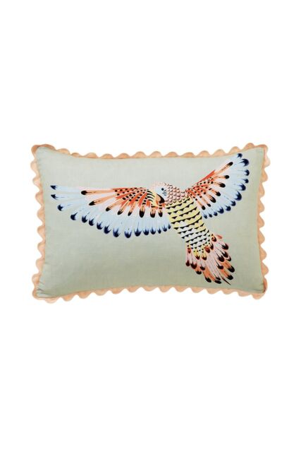 YVONNE ELLEN 'Parrot' Cotton Cushion in Green - Size: 40 cm x 60 cm - image 1