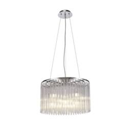 Netlighting Zanthe Ceiling Pendant Round 10 Light Polished Chrome Clear Glass in Grey - thumbnail 1
