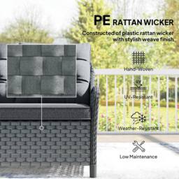 OUTSUNNY 4 Piece Rattan Patio Furniture Set with Removable Cushion Covers in Dark Grey - Size: 4 Pack - thumbnail 5