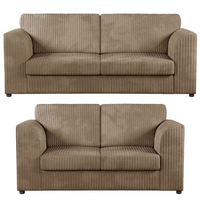 Furnishings For Less UK Luxor Jumbo Cord 3 + 2 Fabric Sofa Suite - Fullback in Camel - image 1