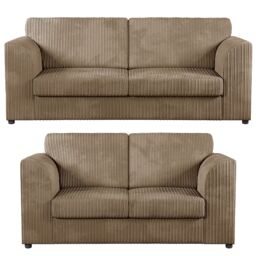 Furnishings For Less UK Luxor Jumbo Cord 3 + 2 Fabric Sofa Suite - Fullback in Camel