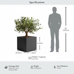 Access Garden Products 60cm Zinc Galvanised Matte Grey Square Planter - thumbnail 5