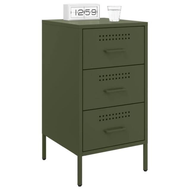 Berkfield Home Sturdy Bedside Cabinets 2 pcs Olive Green 36x39x68 cm Steel - Size: 36 x 39 x 68 cm - image 1