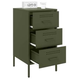 Berkfield Home Sturdy Bedside Cabinets 2 pcs Olive Green 36x39x68 cm Steel - Size: 36 x 39 x 68 cm - thumbnail 4