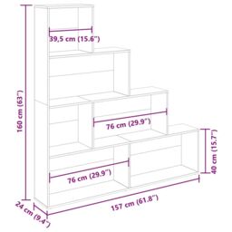 Berkfield Home Book Cabinet Artisan Oak 157x24x160 cm Engineered Wood in Brown - Size: 157 x 24 x 160 cm - thumbnail 9