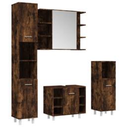 Berkfield Home 4 Piece Bathroom Cabinet Set Smoked Oak Engineered Wood in Brown - thumbnail 2