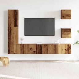 Berkfield Home 5 Piece TV Cabinet Set Wall-mounted Old Wood Engineered Wood - thumbnail 3