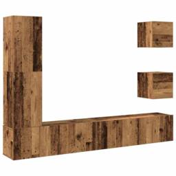 Berkfield Home 5 Piece TV Cabinet Set Wall-mounted Old Wood Engineered Wood - thumbnail 1