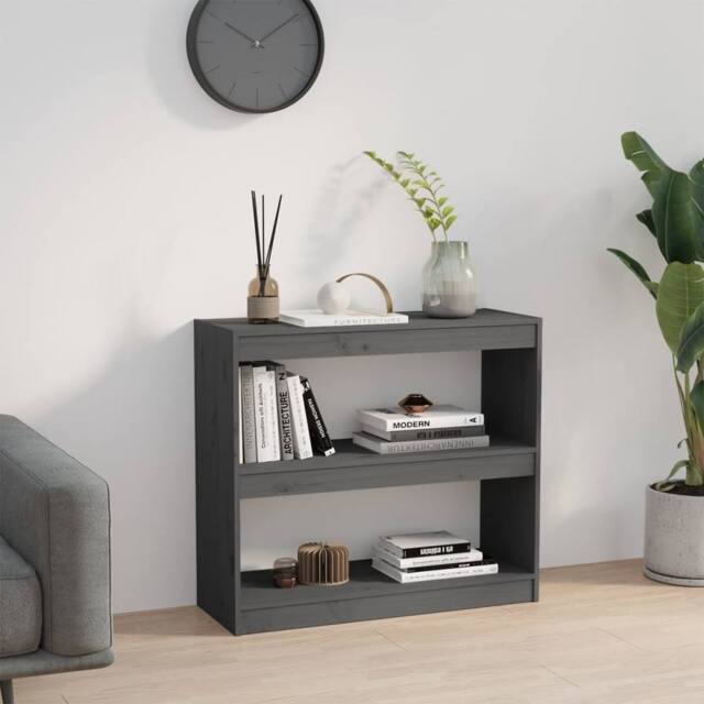 Berkfield Home Beautiful Book Cabinet/Room Divider Grey 80x30x71.5 cm Solid Wood Pine - image 1