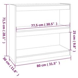 Berkfield Home Beautiful Book Cabinet/Room Divider Grey 80x30x71.5 cm Solid Wood Pine - thumbnail 8