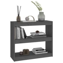 Berkfield Home Beautiful Book Cabinet/Room Divider Grey 80x30x71.5 cm Solid Wood Pine - thumbnail 4