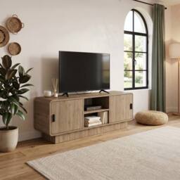 Decortie Rovel' TV Unit with 2 Doors for TVs up to 55in 140 x 39 x 50cm in Natural - Size: 140 x 39 x 50 cm