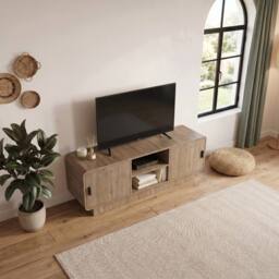Decortie Rovel' TV Unit with 2 Doors for TVs up to 55in 140 x 39 x 50cm in Natural - Size: 140 x 39 x 50 cm - thumbnail 5
