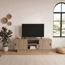 Decortie Rovel' TV Unit with 2 Doors for TVs up to 55in 140 x 39 x 50cm in Natural - Size: 140 x 39 x 50 cm - thumbnail 3