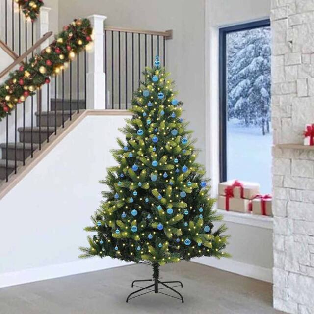 Berkfield Home Artificial Hinged Christmas Tree 300 LEDs Green 240 cm - image 1
