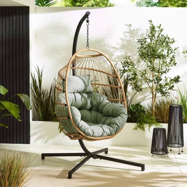 FurnitureboxUK Egg Outdoor Garden Hanging Chair in Green