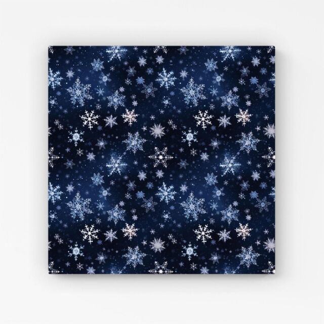 Warren Reed - Designer Dreamy & Magical Snowflake Canvas in Blue - Size: w10 inch x h10 inch - image 1