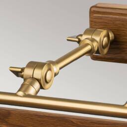 Netlighting Winchfield 4 Light Large Picture Light Aged Brass & Oak Effect in Gold - thumbnail 3