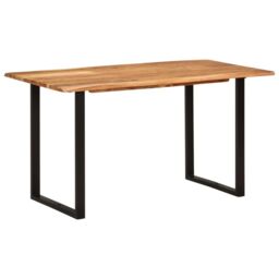 Berkfield Home Dining Table 140x70x76 cm Solid Acacia Wood in Brown - Size: 140 x 70 x 76 cm - thumbnail 1