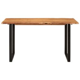 Berkfield Home Dining Table 140x70x76 cm Solid Acacia Wood in Brown - Size: 140 x 70 x 76 cm - thumbnail 2