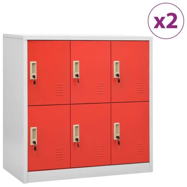 Berkfield Home Locker Cabinets 2 pcs Light Grey & Red 90x45x92.5 cm Steel - image 1