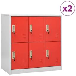 Berkfield Home Locker Cabinets 2 pcs Light Grey & Red 90x45x92.5 cm Steel
