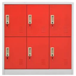 Berkfield Home Locker Cabinets 2 pcs Light Grey & Red 90x45x92.5 cm Steel - thumbnail 3