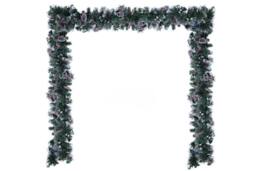 Marco Paul 6ft Pre-Lit Snow Dusted Christmas Garland in Green - thumbnail 8