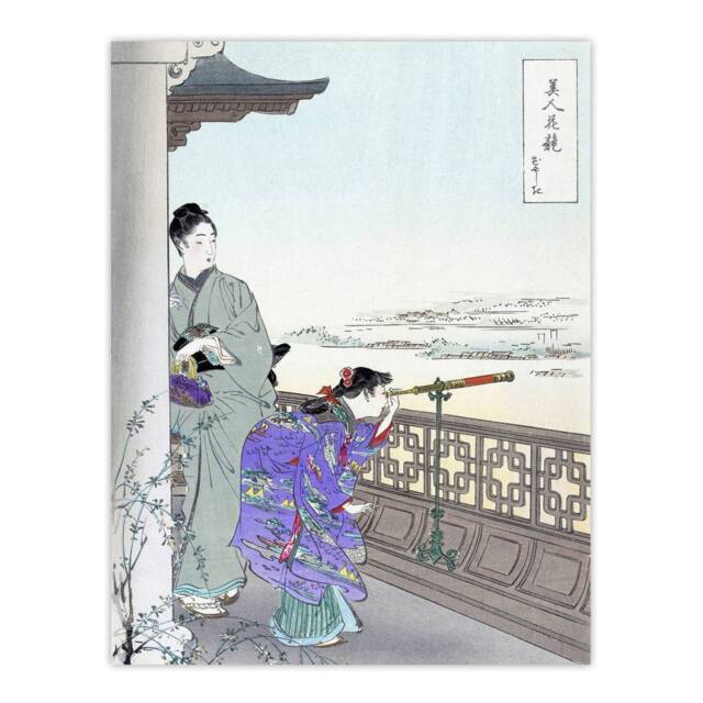 "Artery8 Beauties & Flowers Series Binoculars Wall Art Print Ogata Gekko in Purple - Size: W12"" x H16""" - image 1