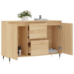Berkfield Home Sideboard Sonoma Oak 104x35x70 cm Engineered Wood in Brown - Size: 104 x 35 x 70 cm - thumbnail 4