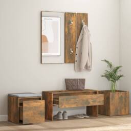 Berkfield Home Hallway Furniture Set Smoked Oak Engineered Wood in Brown