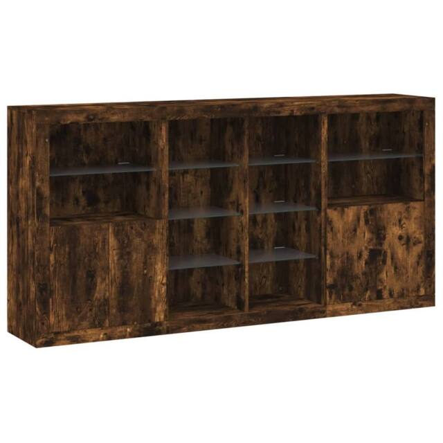 Berkfield Home Sideboard with LED Lights Smoked Oak 202x37x100 cm in Brown - Size: 202 x 37 x 100 cm - image 1